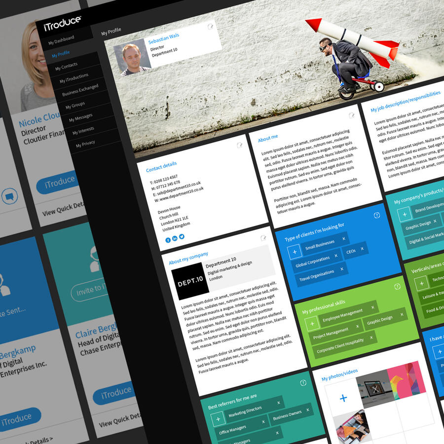 The iTroduce social network interface.