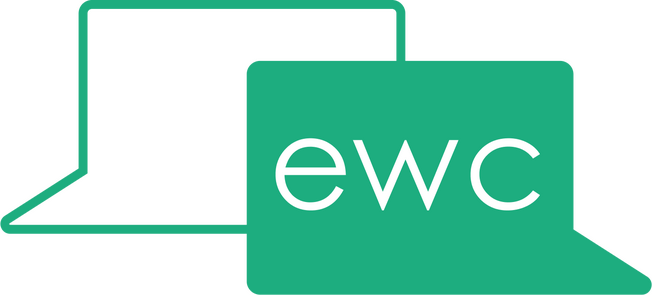 The EWC chat logo is chat bubbles in green.